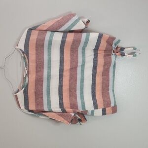 Beachlunchlounge Womans XS LINEN Short Sleeve Top